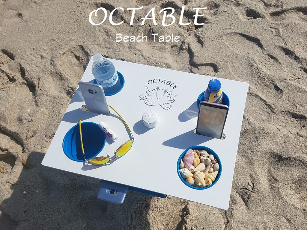 polymor beach table in sand